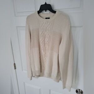 Ben Sherman Cream Cable Knit Crewneck Sweater